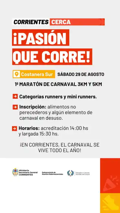 Corrientes se prepara para su primera Maratón de Carnaval: ¿qué tenés que saber?