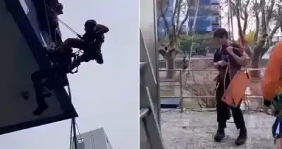 Tormenta en Buenos Aires: Un trabajador quedó atrapado en plena faena y debió ser rescatado