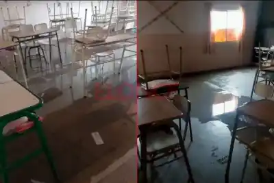El temporal en Ramírez anegó cuatro aulas de una escuela y obligó a evacuar a los alumnos