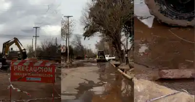 Guaymallén: una calle recién reconstruida amaneció inundada tras la rotura de un caño