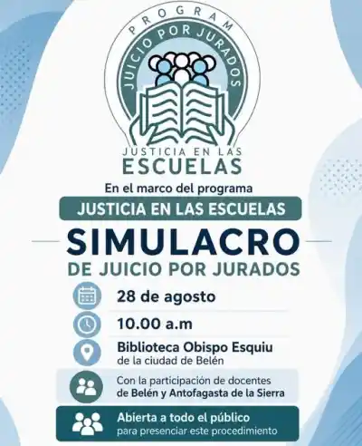 Docentes de Belén y Antofagasta de la Sierra protagonizarán una simulación de juicio por jurados: cómo participar