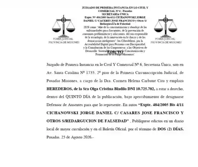 Citan a los herederos de Olga Cristina Bladilo: qué deben hacer