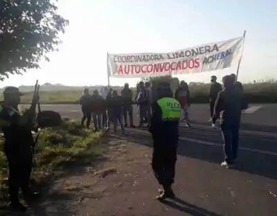 Protesta de obreros del Citrus autoconvocados en Acheral
