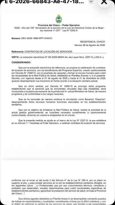 El Gobierno del Chaco oficializó el pase a contrato de 131 agentes de Salud: qué derechos ganan