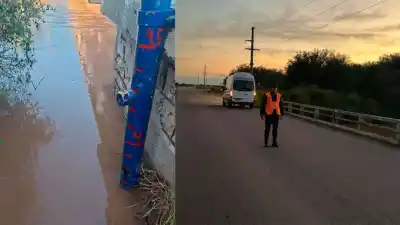 El Río Salado da un respiro, pero la vigilancia policial en el puente de Añatuya no cede