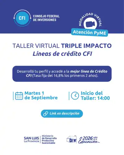 MiPyMEs de San Luis: taller gratuito para acceder al crédito Triple Impacto