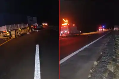 Un Ford Cargo terminó en el cantero central de la Autovía 14 tras un desperfecto