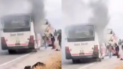 Se incendió un colectivo en plena Ruta 66 y los pasajeros bajaron a tiempo