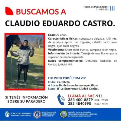 Un joven de 27 años desapareció en La Esperanza y la Policía pide ayuda para hallarlo