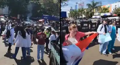 Médicos paraguayos terminaron enfrentados con la Policía en la frontera con Brasil
