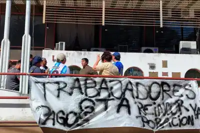 Llevan cuatro meses sin cobrar y se encadenaron en los Tribunales: el reclamo desesperado de los trabajadores de Granja Tres Arroyos