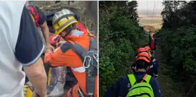 Rescate en las sendas de Villa Nougués: un ciclista cayó y el acceso era imposible