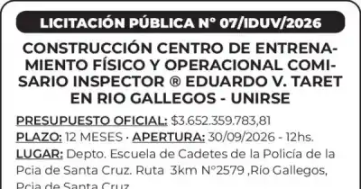 Santa Cruz licita un centro de entrenamiento policial: cómo impacta en la seguridad
