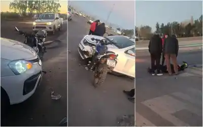 Chocó en moto contra un auto en Santa Lucía y terminó en el hospital