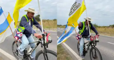 La increíble travesía del abuelito que pedaleó 270 km para llegar a la Novena