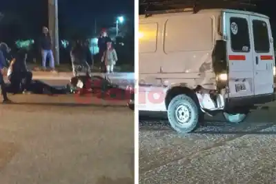 Chocó en moto contra una combi en plena Capital y terminó hospitalizado