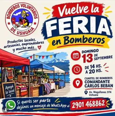 Vuelve la feria de emprendedores a Bomberos Voluntarios de Ushuaia: horarios y cómo participar