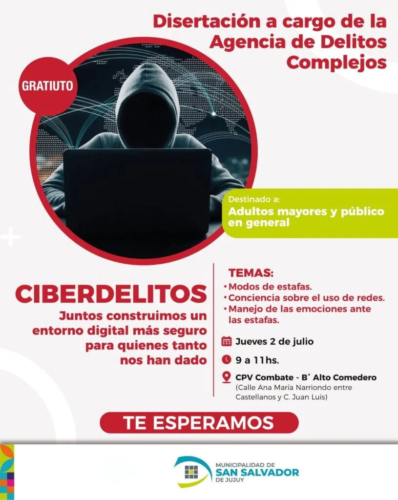 Flyer de la charla sobre ciberdelitos