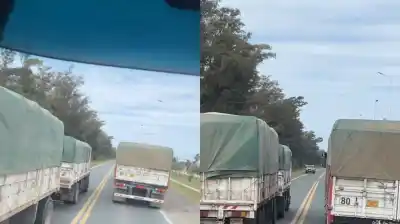 Casi tragedia en la Ruta 9: un camión se metió entre dos vehículos con centímetros de margen