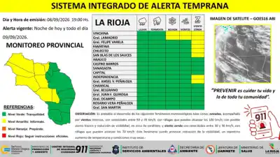 Alerta amarilla en La Rioja: qué departamentos afectará el viento zonda