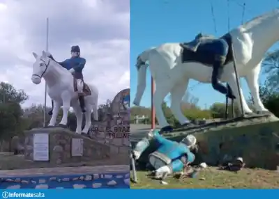 El monumento a Belgrano que ya no está: lo destrozaron en Río Piedras