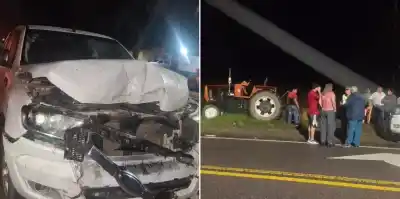 Choque en la ruta 65: Un tractor y una camioneta chocaron de noche y el misterio rodea las causas