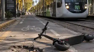 Cayó de su monopatín en una ciclovía, casi lo atropella el Metrotranvía y ahora deberán pagarle una fortuna