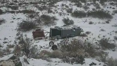 Volcó en plena ruta a Hualilán: lo que la nieve le hizo perder al conductor