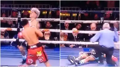 Rodrigo Ruíz quedó tendido en la lona tras un zurdazo y el final de la pelea fue inevitable