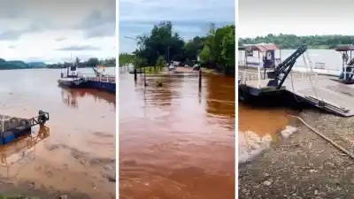 El río Uruguay pasó los 10 metros y cortó el cruce a Alba Posse: cuándo volvería la balsa