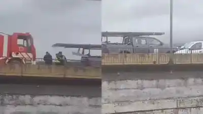 Impacto brutal en el puente de San Lorenzo: una camioneta de EJESA y un auto, cara a cara