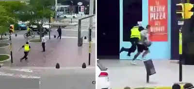 Robo frustrado en pleno centro: El tackle viral que terminó con un ladrón en el suelo