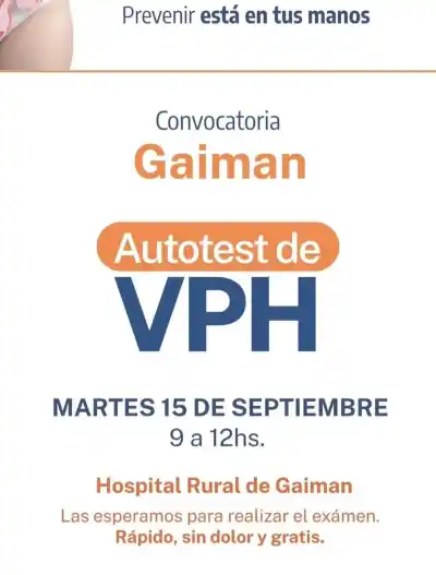 Autotest de VPH gratis en Gaiman: la jornada que dura solo tres horas