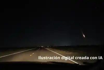 Iban por la ruta 35 y vieron caer del cielo algo todo prendido fuego