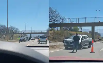 Impactó contra una columna en la Ruta 66 y la camioneta terminó de costado: ¿qué pasó con el conductor?