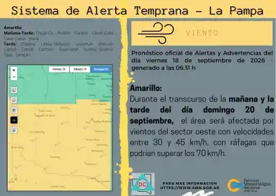 Alerta por ráfagas de más de 70 km/h en La Pampa: los departamentos que entran en la mira