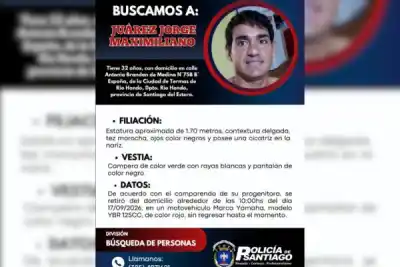 Salió en su moto roja y no volvió: la familia de Las Termas pide ayuda para encontrarlo