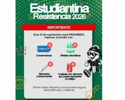 Estudiantina 2026 en Resistencia: la lista de prohibiciones que ya rige para el Parque 2 de Febrero