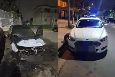 Dos autos chocaron en Nogoyá y un Bora quedó envuelto en llamas: qué revisan las cámaras