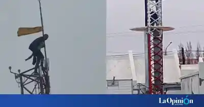 Se subió a la antena del municipio y desde lo alto hizo un pedido que estremeció a Pico Truncado