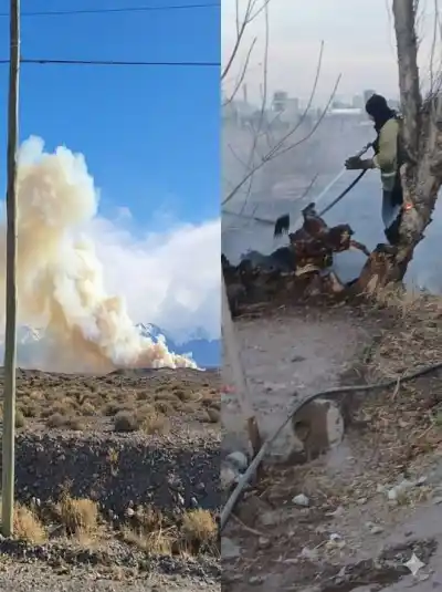 El Zonda no da tregua: las llamas llegaron a los fondos de las casas y los bomberos corrieron contra el viento