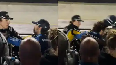Se chocaron en plena carrera de Nascar y la bronca no terminó en la pista: volaron trompadas en los boxes
