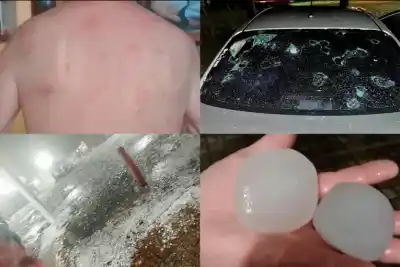 El granizo cayó en plena fiesta de la Rural de María Grande: ocho personas terminaron en el hospital