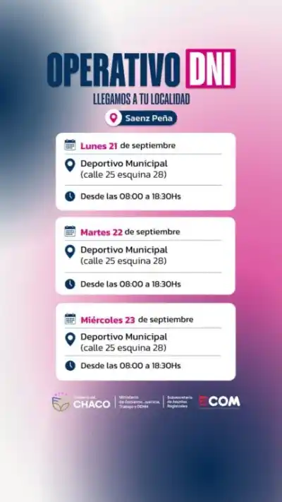 Llega a Sáenz Peña el Operativo DNI: seis días para hacer el trámite sin salir de la ciudad