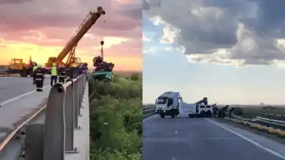 Un camión se desploma en un arroyo: el conductor desaparece tras el impacto
