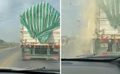 Un camión dejaba un rastro peligroso en plena Ruta 38 y todo quedó filmado