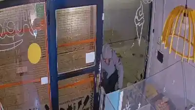 Levantó la reja, rompió la vidriera y se llevó de todo: las cámaras lo mostraron con el rostro descubierto