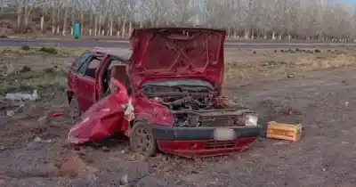 Volcó en plena Ruta 7: la maniobra que terminó con el auto dado vuelta en el cantero