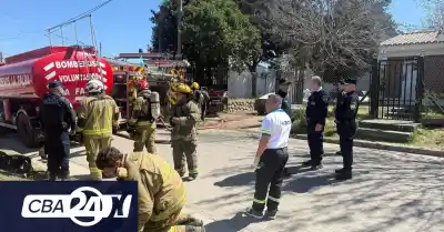 Un incendio en La Falda llegó hasta un depósito de garrafas y hay un herido