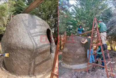 Construyeron un nido de hornero gigante y ya se puede entrar: cómo hicieron para levantarlo